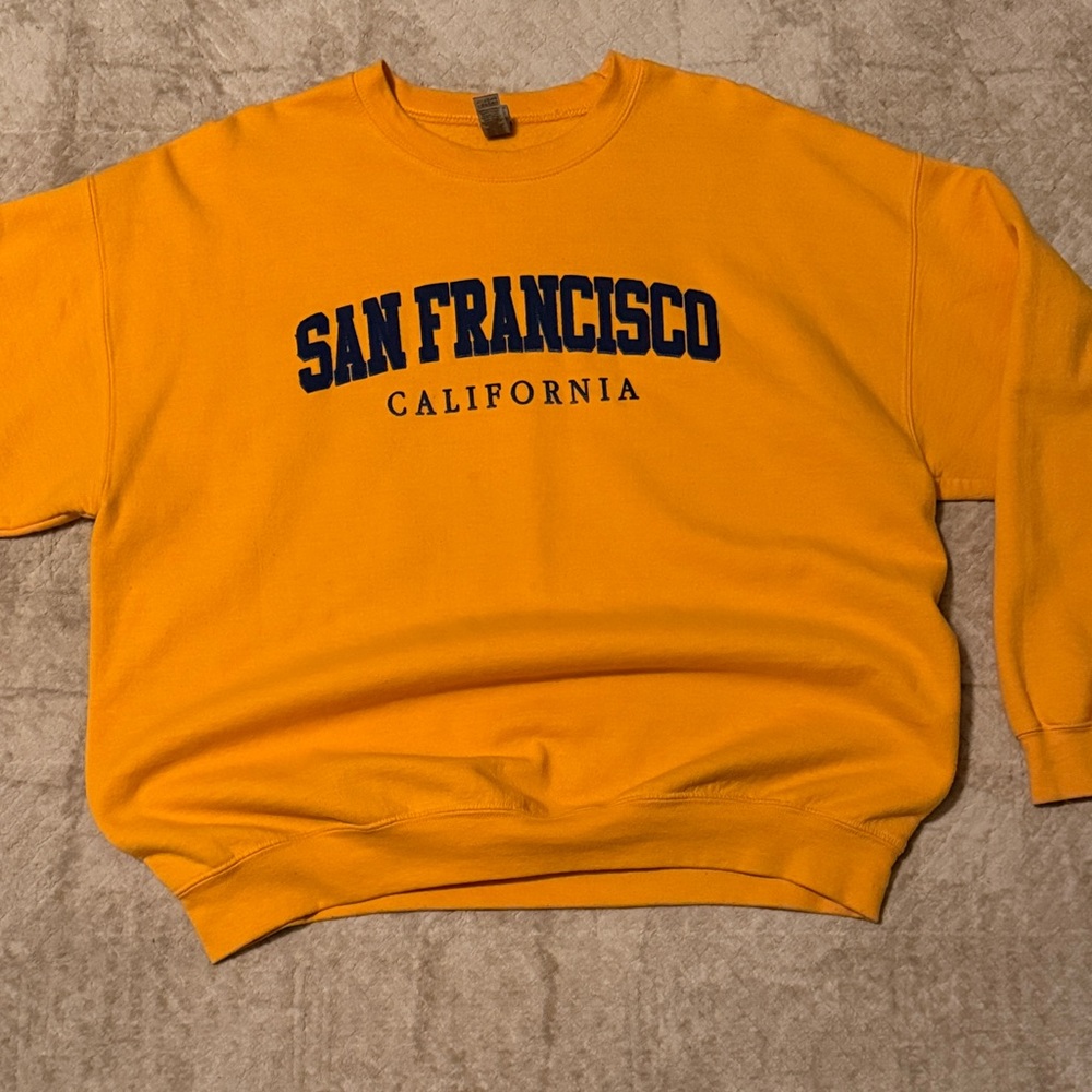 Gold Crewneck Sweatshirt with Navy 'San Francisco' Text